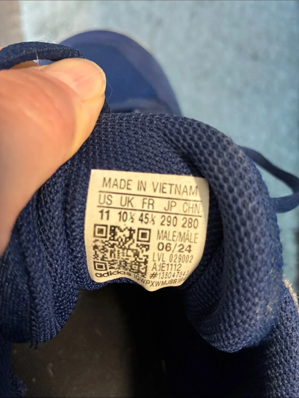 Adidas Navy and White Men's Athletic Sneakers